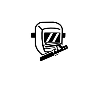 A stylized image of a welding helmet with the text: Elevated Welding